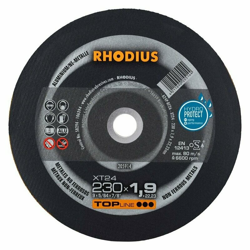 Rhodius XT24 230mm x 1.9mm x 22mm  aluminium cutting disk 5 per pack