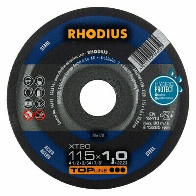 RHODIUS XT20 Steel cutting disk 115mm x 1.5mm x 22mm core