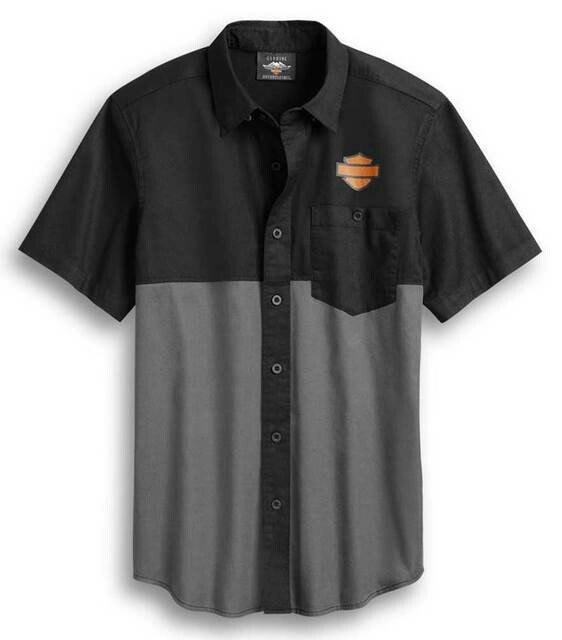 Harley-Davidson Men's Colorblocked Racing Short Sleeve Woven Shirt