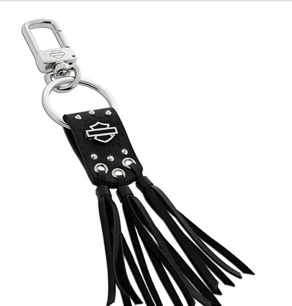 Harley-Davidson® Fringe & Crystal Bar & Shield Faux Leather Key Chain