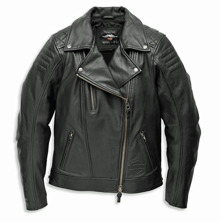 Harley-Davidson® Women's Bezel Asymmetrical-Zip Bike Collar Riding Jacket | Quilted Detail