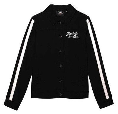 Harley-Davidson® Women's Gas & Oil Sleeve Stripe Casual Jacket, Black
