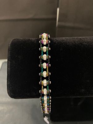RAINBOW CRYSTAL BLACK BIKE CHAIN BRACELET