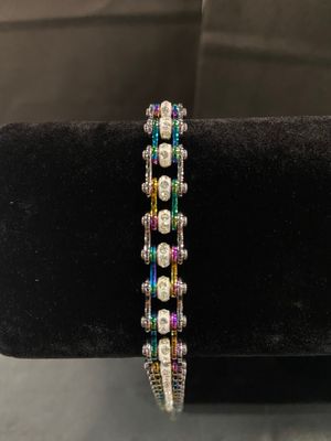RAINBOW CRYSTAL WHITE BIKE CHAIN BRACELET