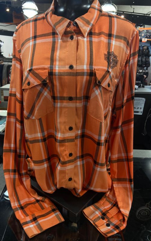 WOMEN&#39;S SUNRISE BUTTON DOWN- ORANGE