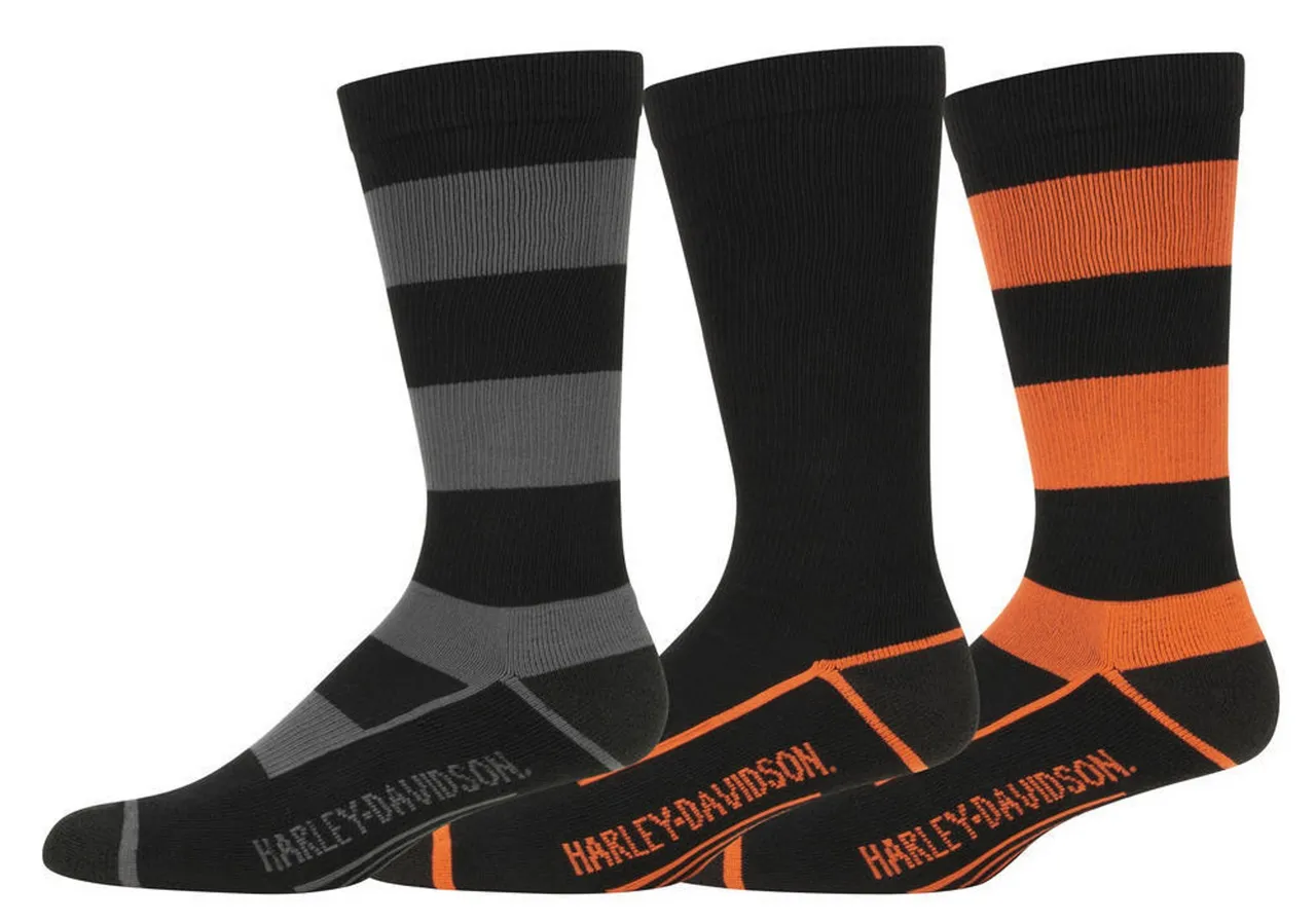 Harley-Davidson® Men&#39;s 3-Pack H-D Script Midcalf Socks Box Set – Multi Colored