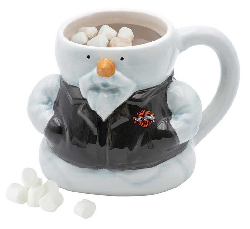 Harley-Davidson® Biker Snowman Sculpted Holiday Ceramic Coffee Mug - 23 Oz.