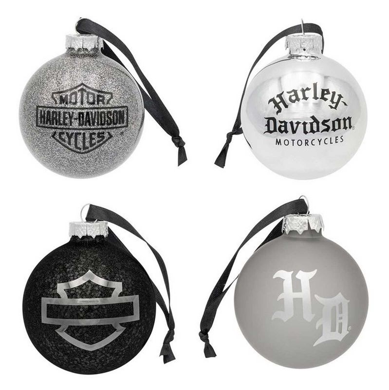 Harley-Davidson® Glass Ball Holiday Christmas Tree Ornaments Set of 4