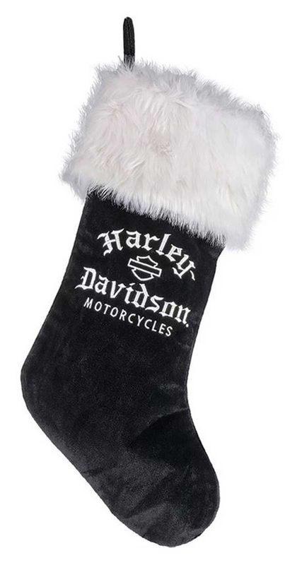 Harley-Davidson® Winter Holiday Stocking Old English Bar &amp; Shield Logo, Black