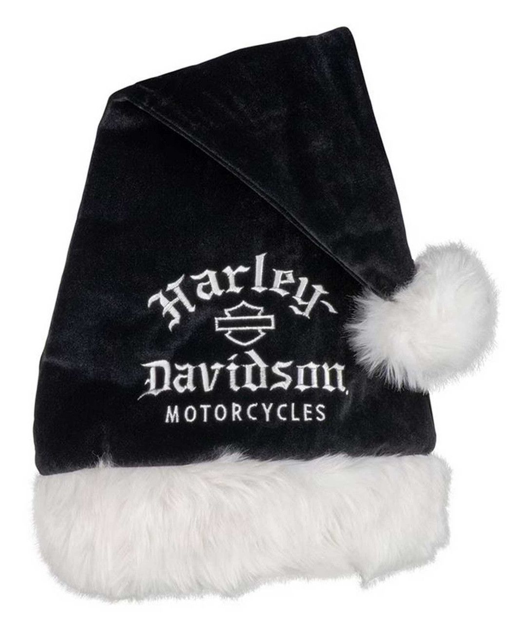 Harley-Davidson® Embroidered Old English Logo Holiday Santa Hat - Black &amp; White