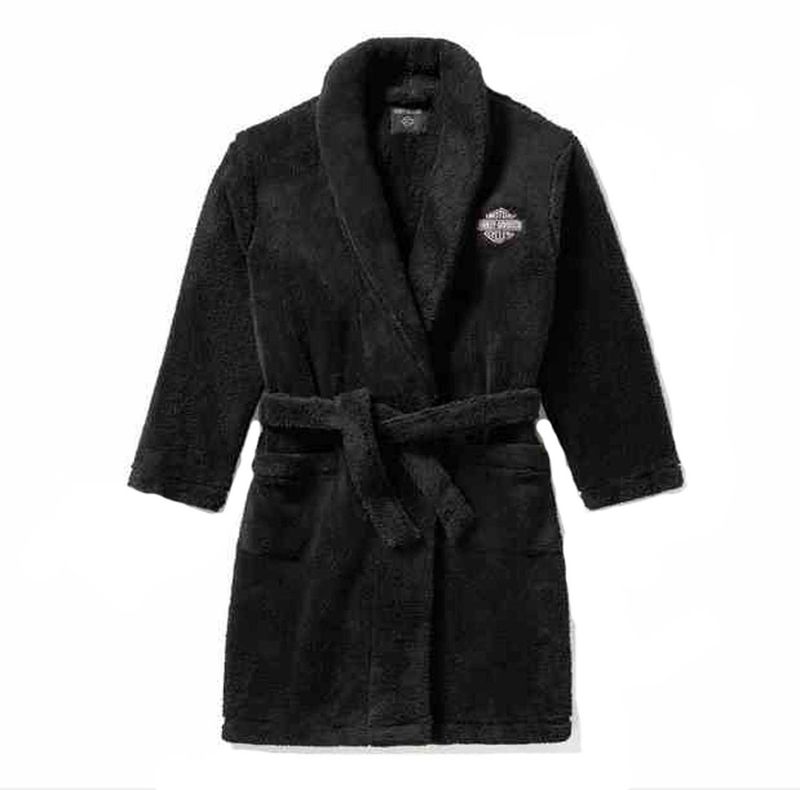 Harley-Davidson® Men&#39;s Bar &amp; Shield Cozy Fleece Lounge Bath Robe Black