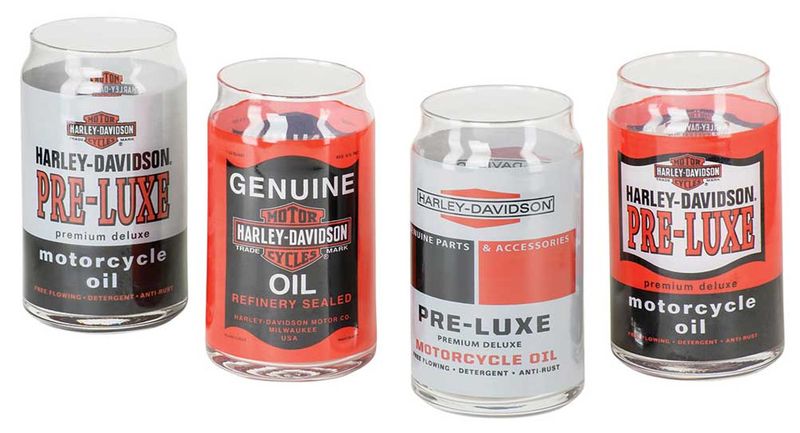 Harley-Davidson® Core Oil Can Glass Set, Set of Four 16 oz. Glasses