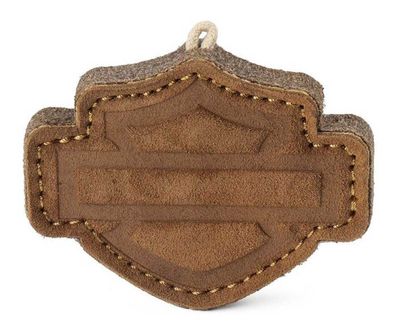 Harley-Davidson® Bar &amp; Shield Logo Shaped Leather Pet Toy, Heavy-Duty - Brown