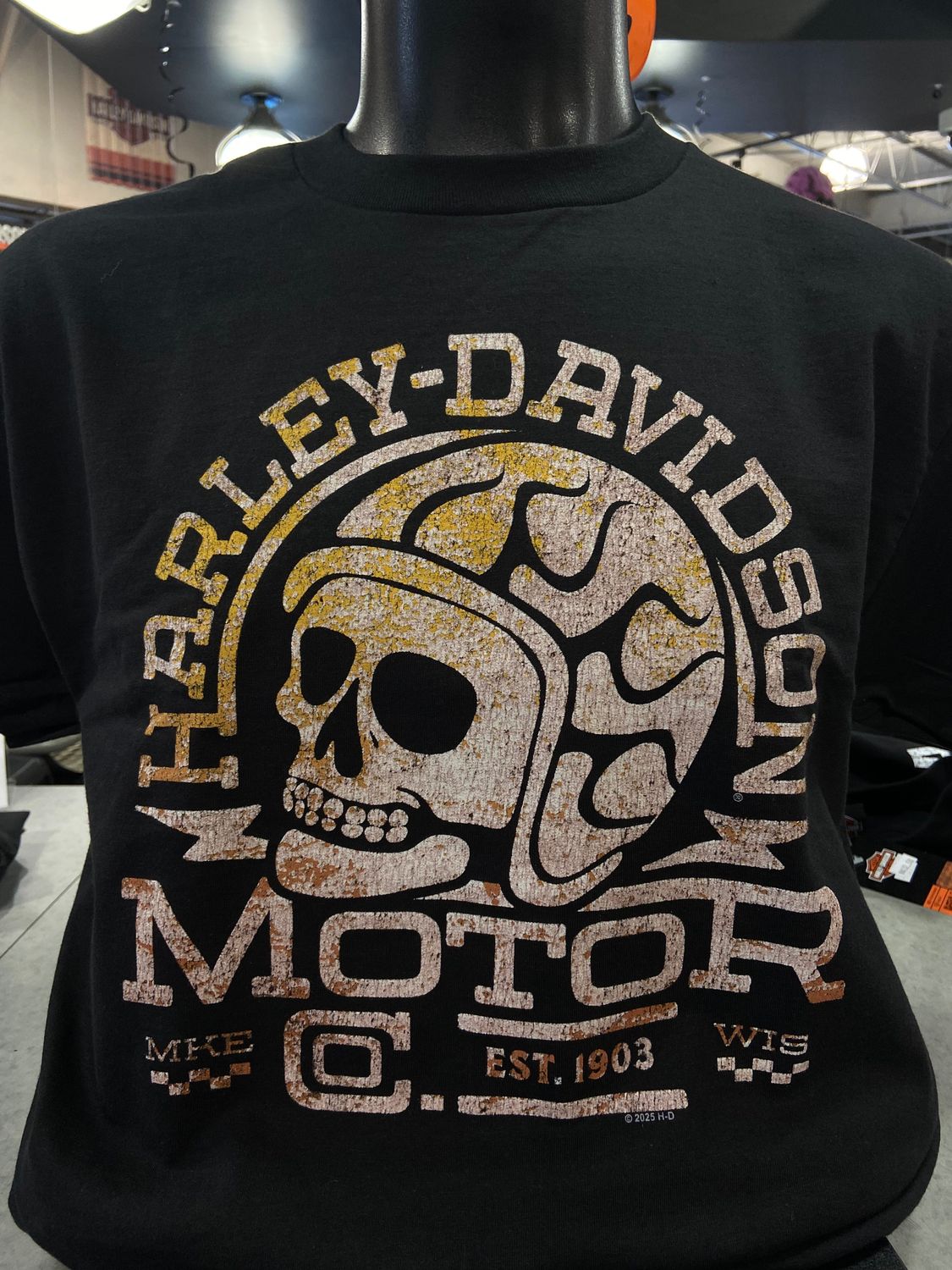 H-D FLAME HELMET SKULL TEE