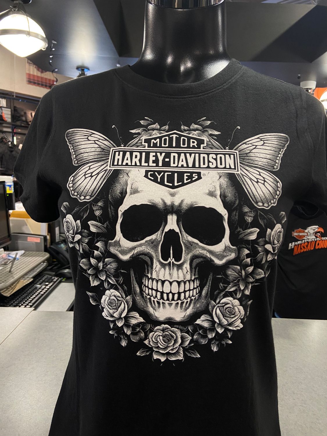 H-D SKULL FLUTTER TEE