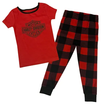 Harley-Davidson® Toddler &amp; Big Girls' Holiday Plaid Pajama Gift Set