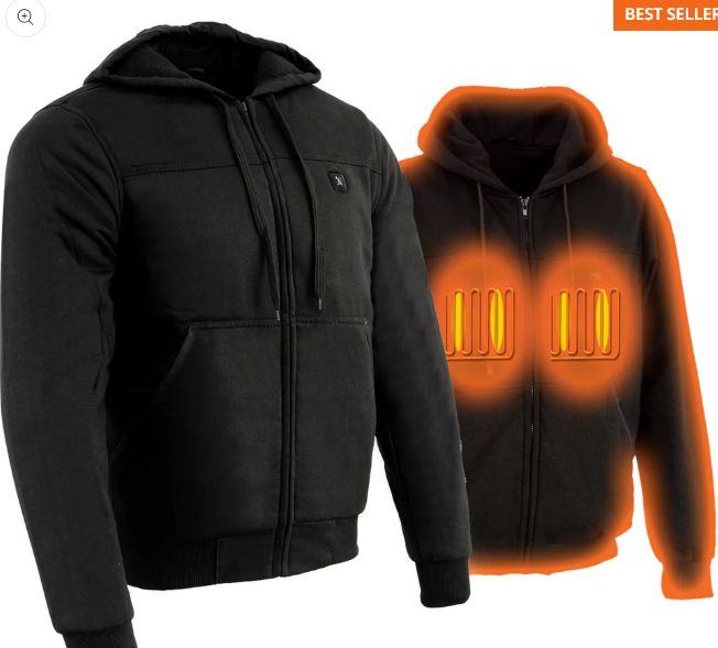 NexGen Heat Men’s Black Heated Hoodie Jacket – Winter Motorcycle Riding Gear for Cold Outdoors