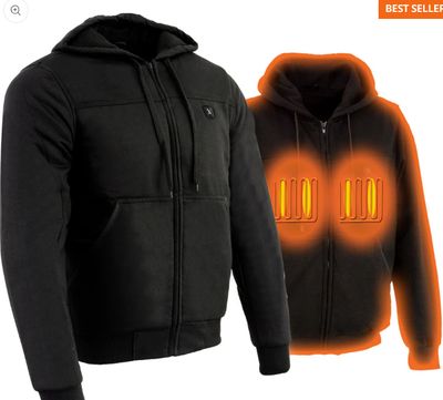 NexGen Heat Men’s Black Heated Hoodie Jacket – Winter Motorcycle Riding Gear for Cold Outdoors