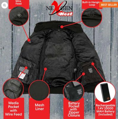 NexGen Heat Men’s Black Heated Hoodie Jacket – Winter Motorcycle Riding Gear for Cold Outdoors