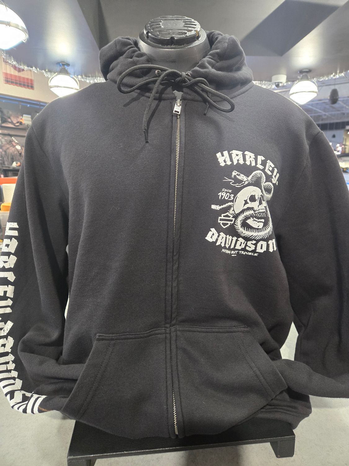 TROUBLE ZIP UP HOODIE