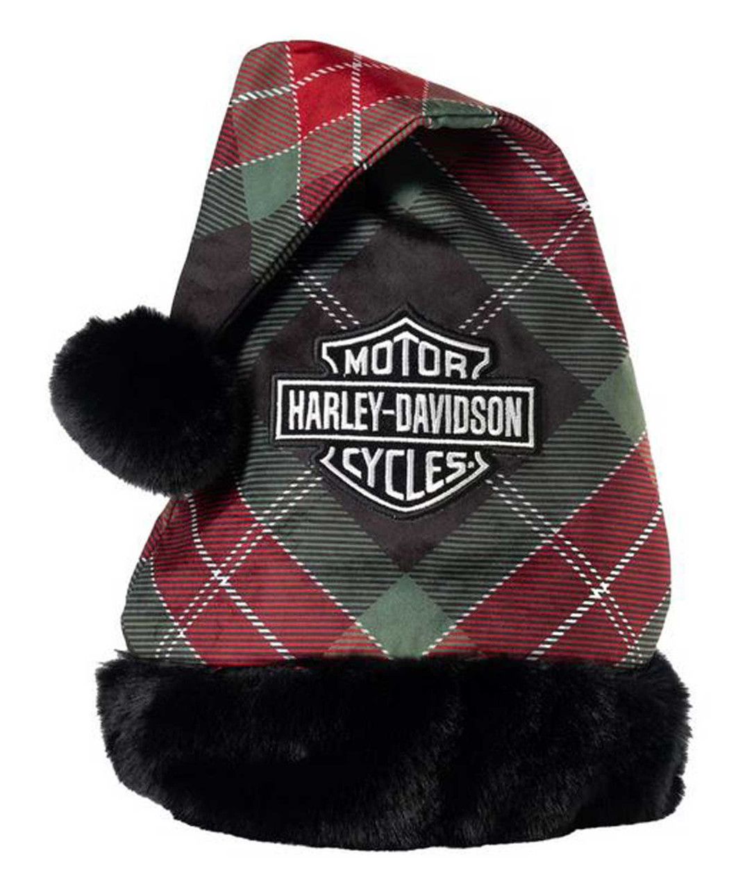 Harley-Davidson® Embroidered Bar &amp; Shield Logo Holiday Plaid Santa Hat