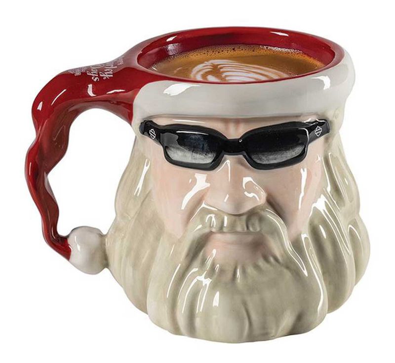 Harley-Davidson® Custom Sculpted Biker Santa Holiday Ceramic Coffee Mug - 28 Oz.