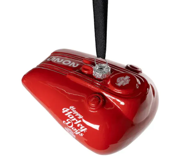 Harley-Davidson® 2025 Santa Express Gas Tank Holiday Christmas Glass Ornament