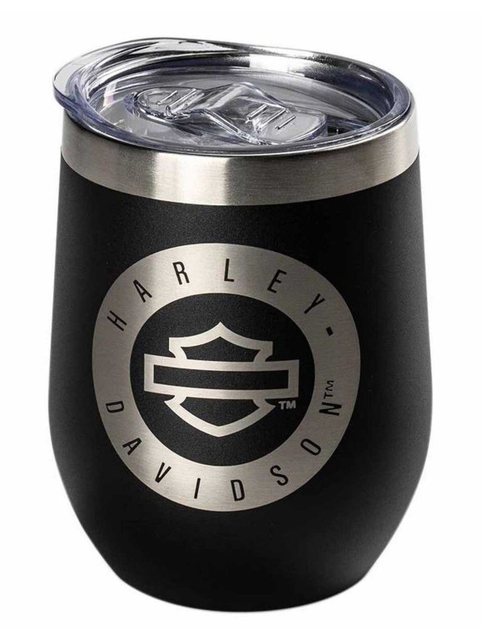 Harley-Davidson® Open Bar &amp; Shield Stainless Steel Stemless Wine Tumbler, Black