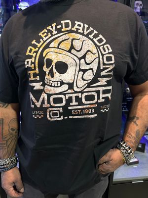 H-D FLAME HELMET SKULL TEE