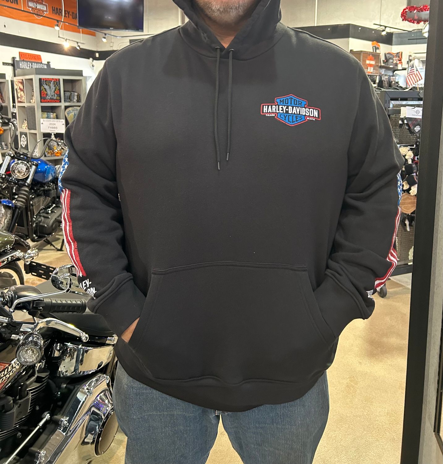 H-D RED, WHITE &amp; BLUE HOODIE