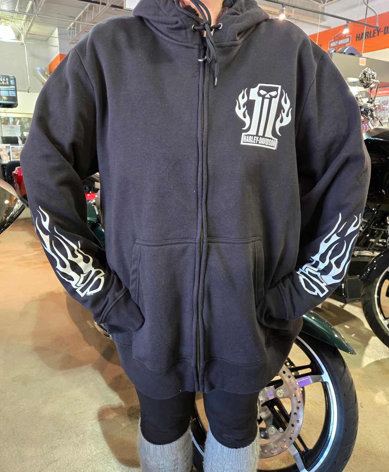 H-D Dark Flame Zip Up Hoodie