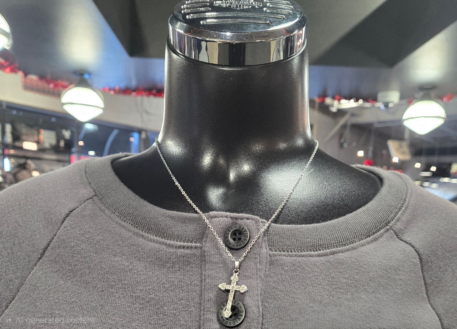 Cross Pendant Imitation Diamonds With 19 1/2" Link Chain Stainless Steel