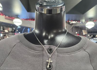 Cross Pendant Imitation Diamonds With 19 1/2" Link Chain Stainless Steel