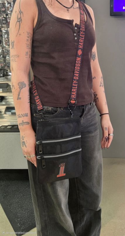 Harley-Davidson® Women's Rubber #1 Logo Crossbody Sling Purse - Black/Rust