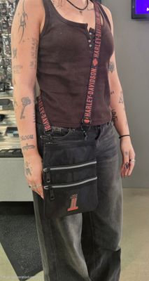 Harley-Davidson® Women's Rubber #1 Logo Crossbody Sling Purse - Black/Rust