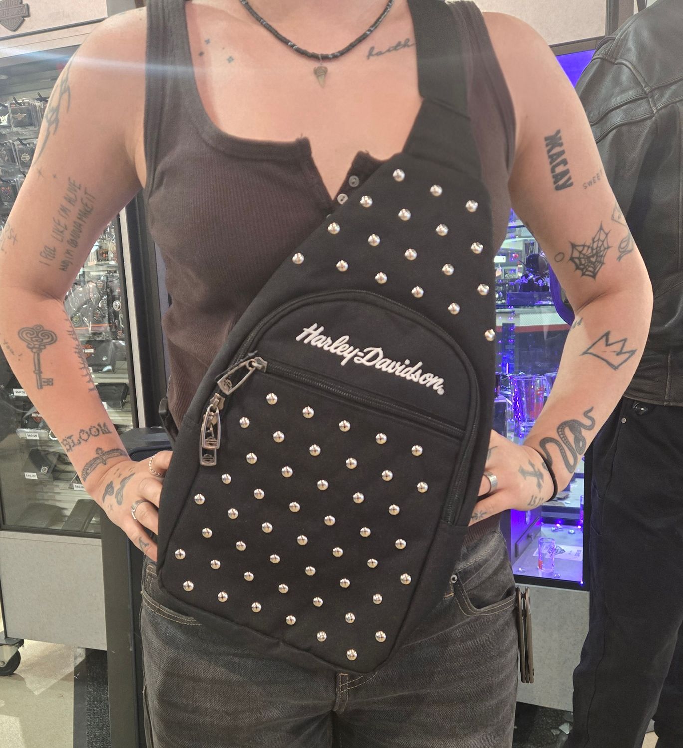 Harley-Davidson Women's Studded Moonshadow Chest Rugged Sling Bag