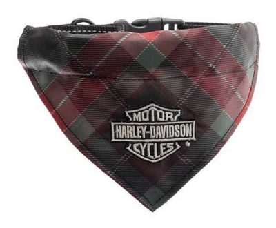 Harley-Davidson® Embroidered Bar &amp; Shield Plaid Pet Buckle Bandana - Small/Medium