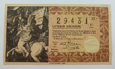 LOTERIA NACIONAL. SORTEO Nº 9 DEL 23 DE MARZO DE 1943