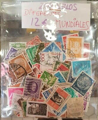 200 sellos diferentes mundiales (usados)