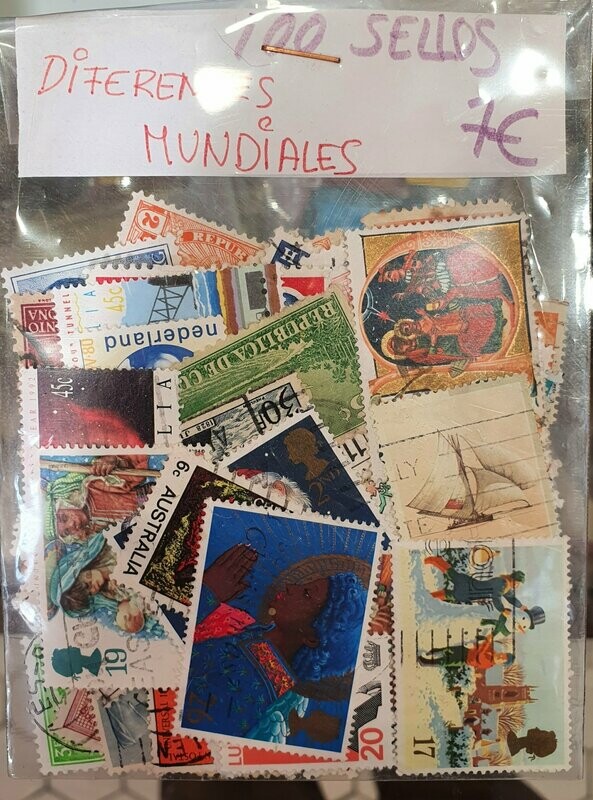 100 sellos diferentes mundiales (usados)