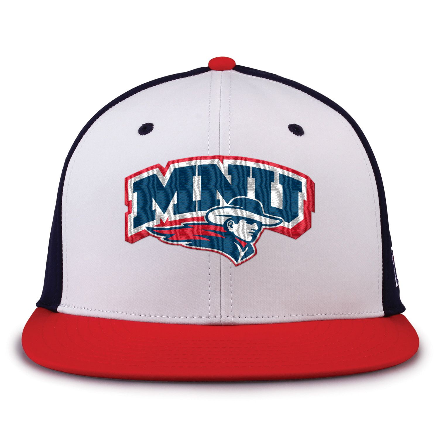 MNU Fitted Stretch Hat - White/Navy/Red