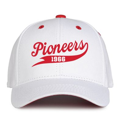 Twill Snapback Hat - White w/Red