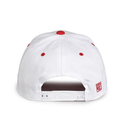 Twill Snapback Hat - White w/Red