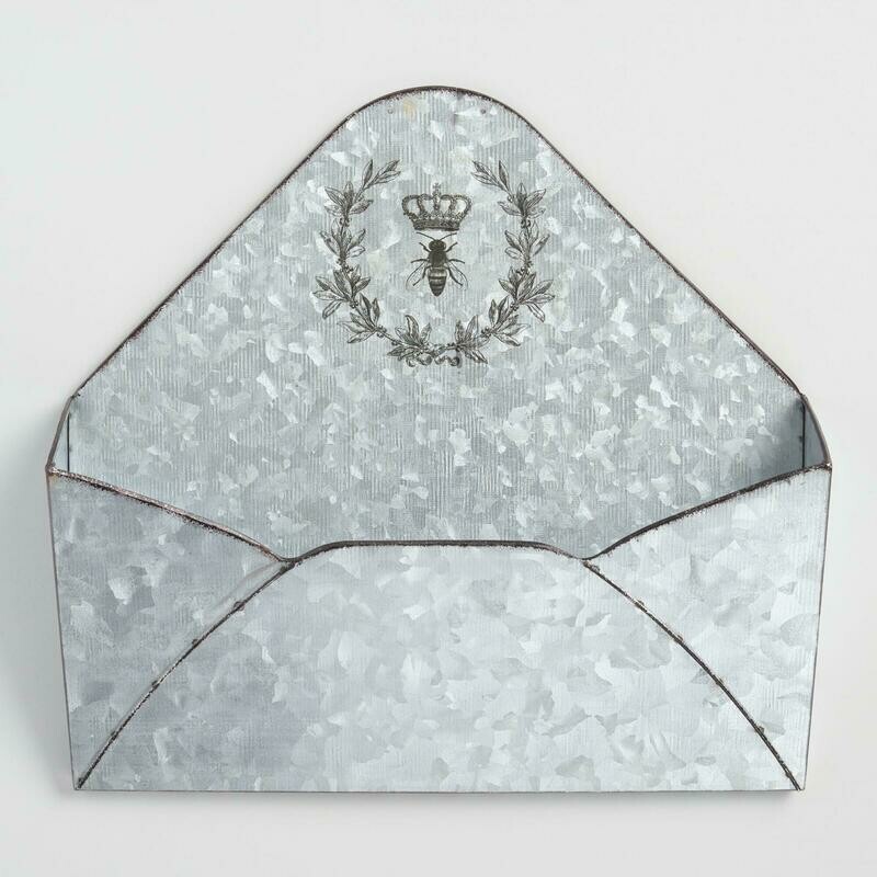 Bee Galvanized Metal Envelope Wall Storage