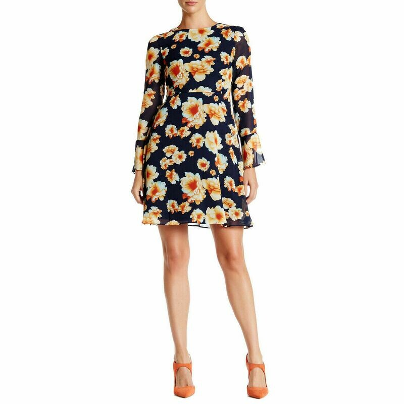 Betsey Johnson Tie-Back Floral-Print Peasant Dress 