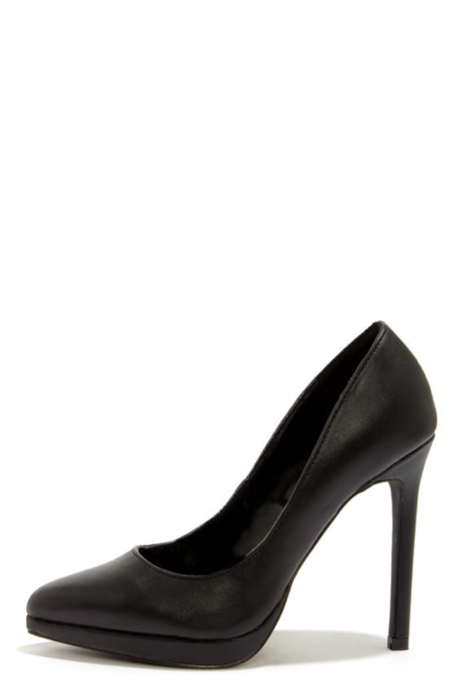 REPORT TANZY BLACK POINTED PLATFORM HEELS