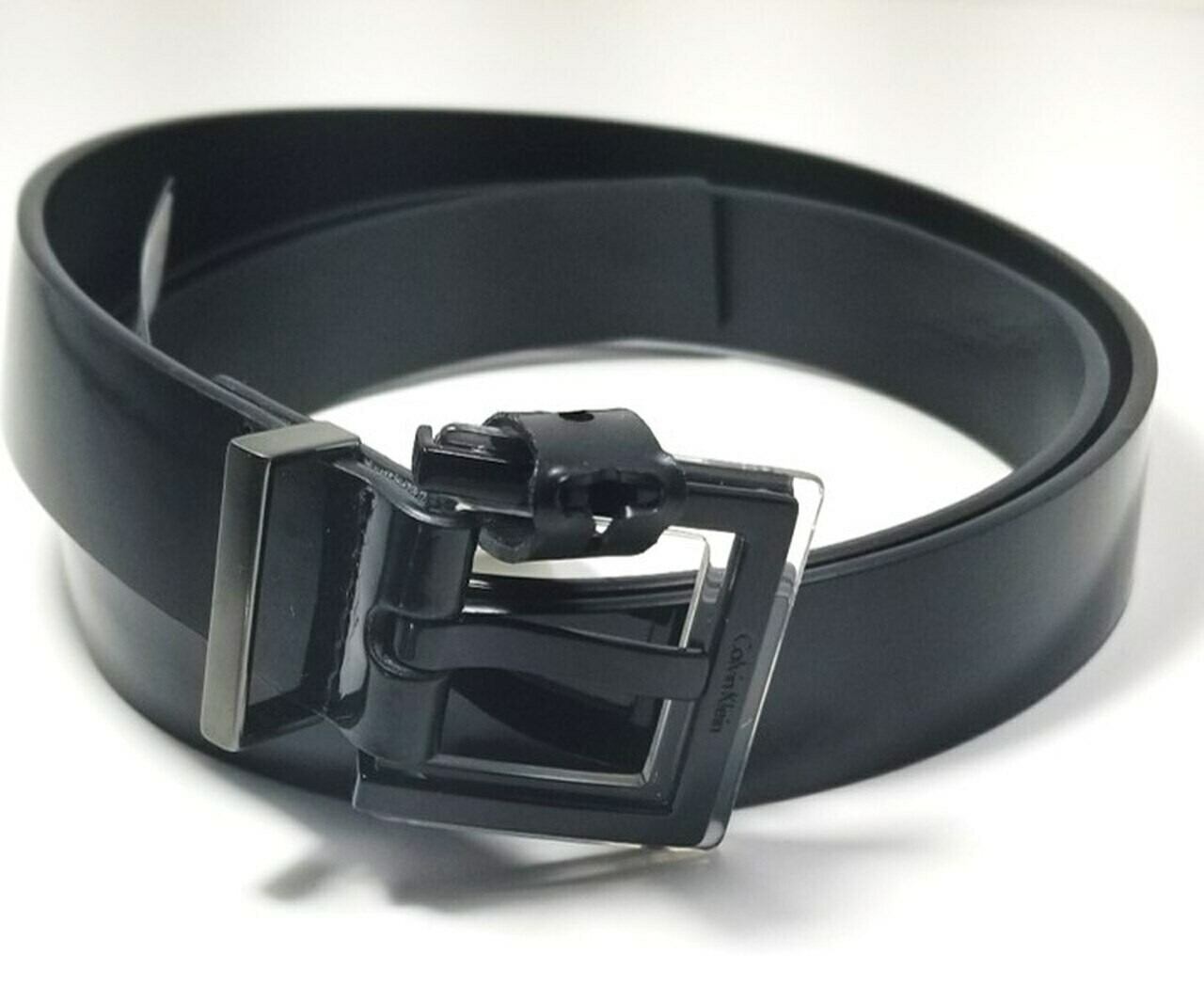 Calvin Klein Metallic Patent Lucite Harness Belt