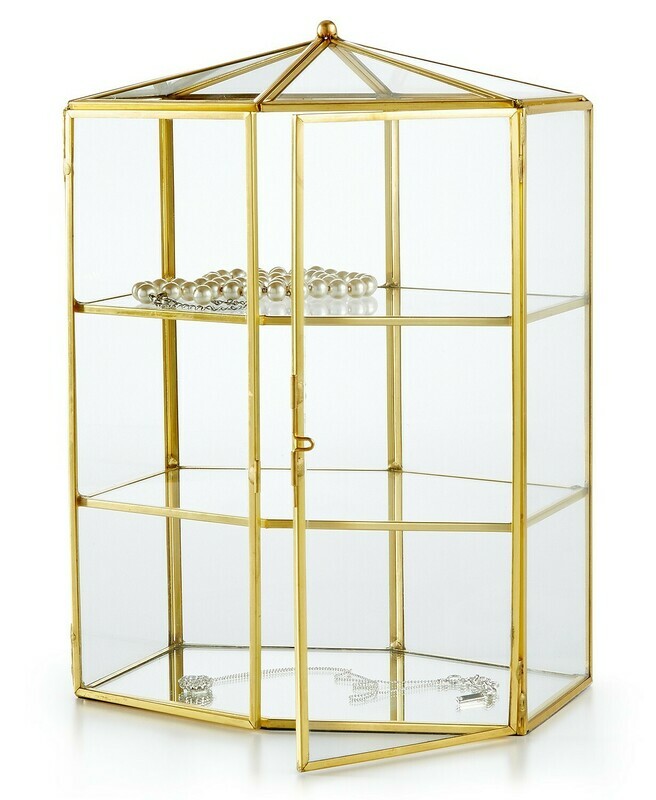 Home Design Studio Metal-Trimmed Glass Jewelry Box