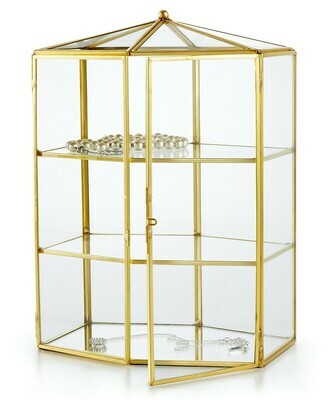 Home Design Studio Metal-Trimmed Glass Jewelry Box