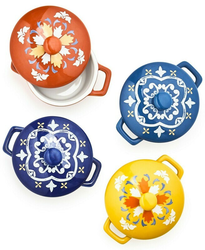 La Dolce Vita Collection Set of 4 Decorative Ceramic Cocottes
